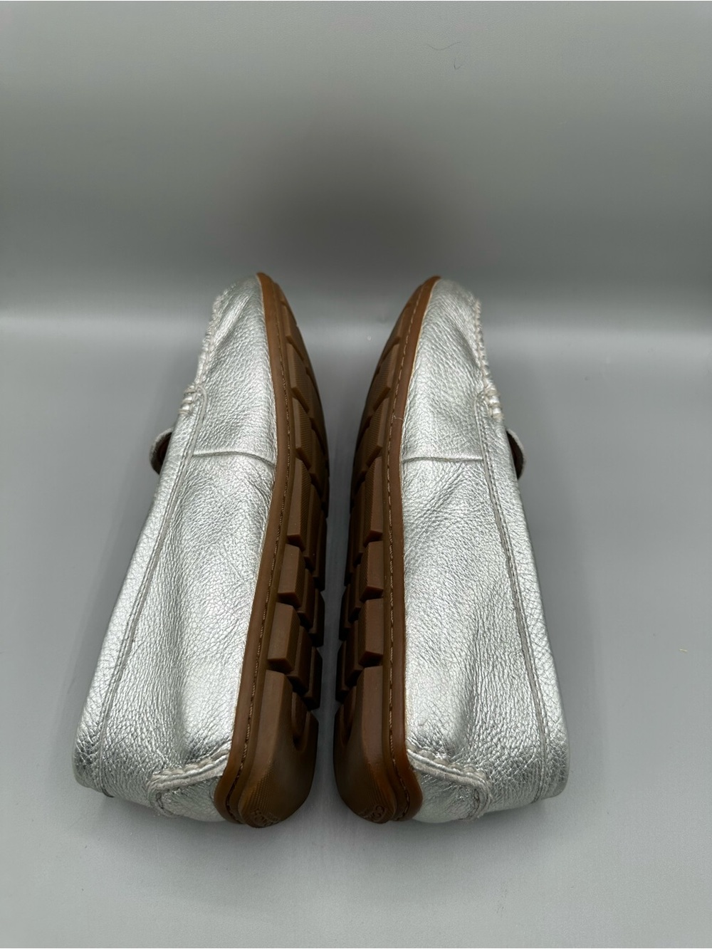 Coach Mary Lock Up Driving Loafers Women 9B Silver Metallic - Picture 6 of 10